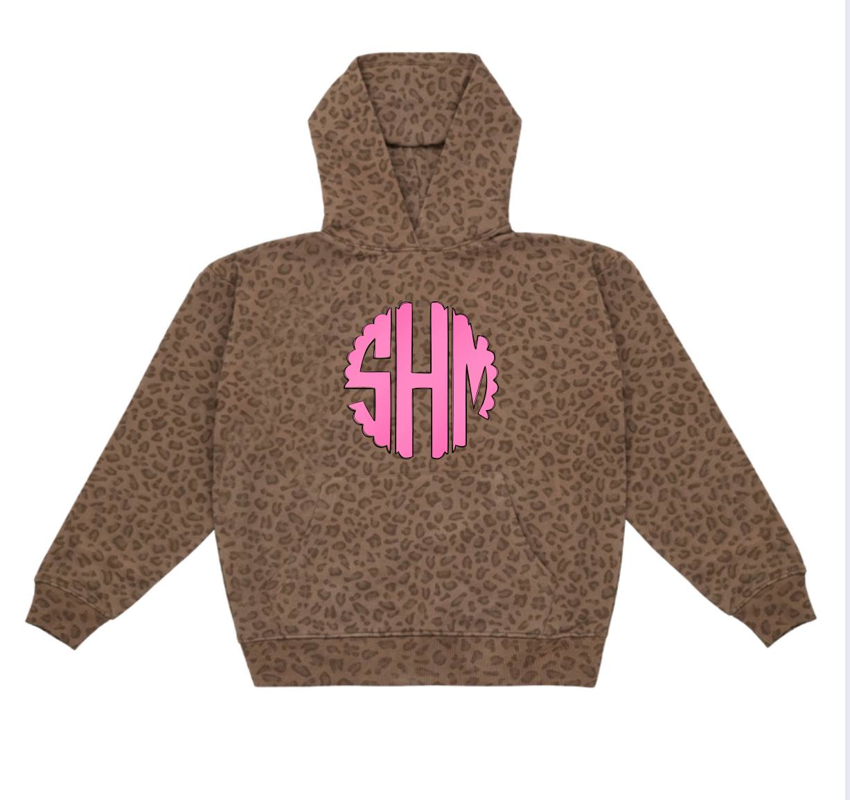 Custom monogram Leopard Hoodie
