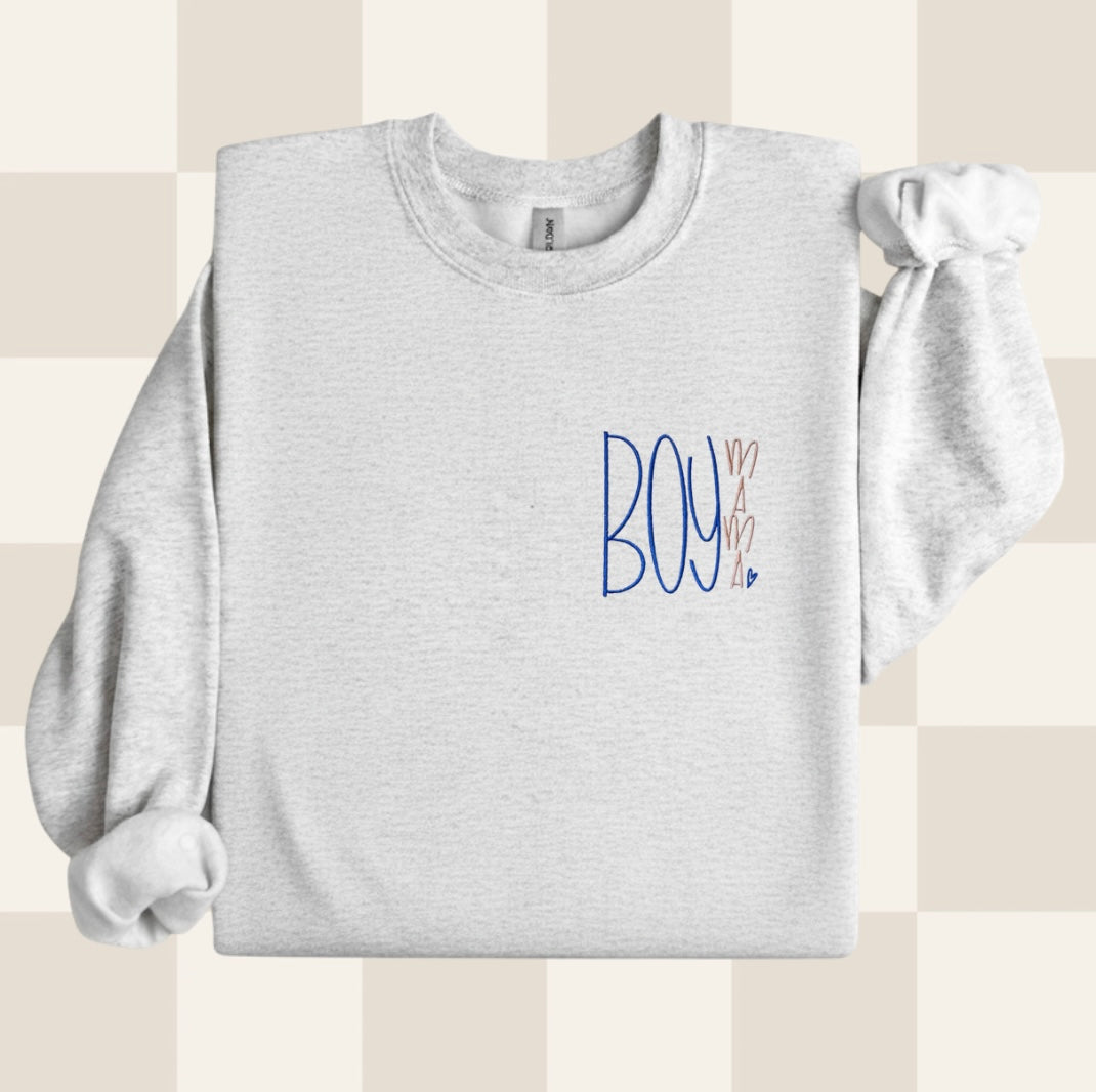 Boy Mama Pocket Size Embroidered Sweatshirt