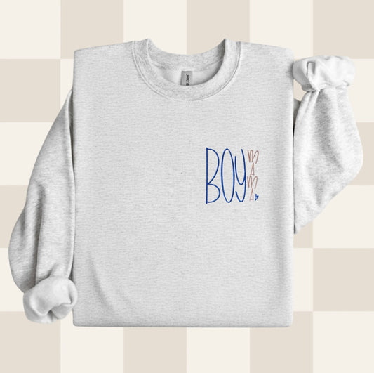 Boy Mama Pocket Size Embroidered Sweatshirt