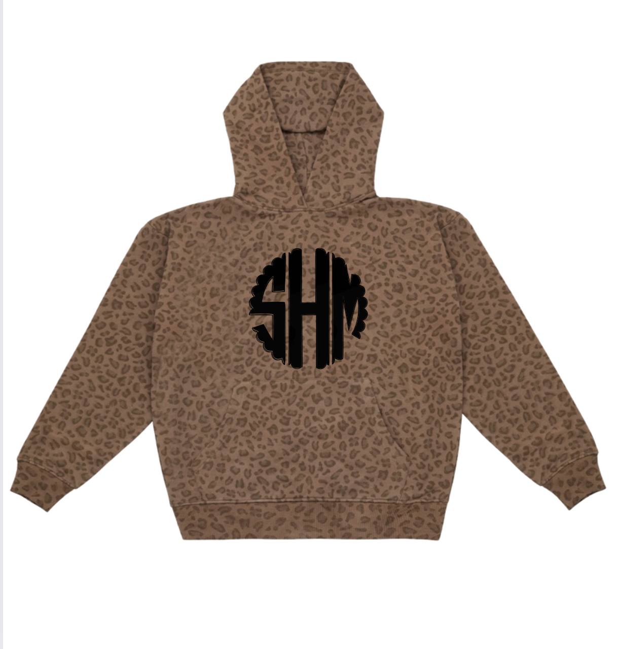 Custom monogram Leopard Hoodie