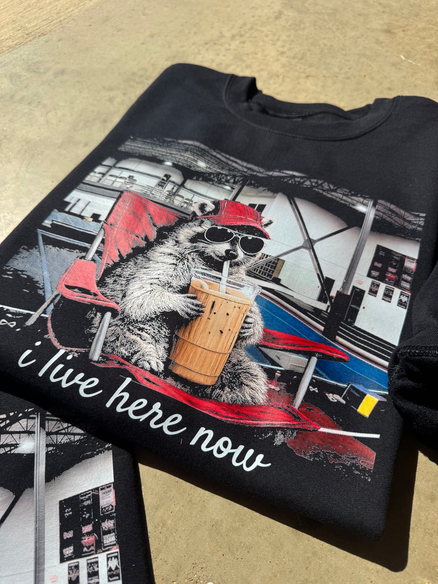 I live here now Cheer raccoon
