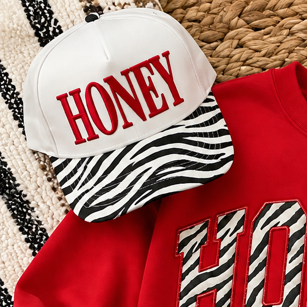 Honey Zebra Embroidered Hat