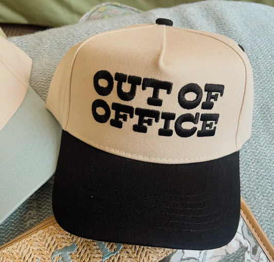 Out of office embroidered trucker hat