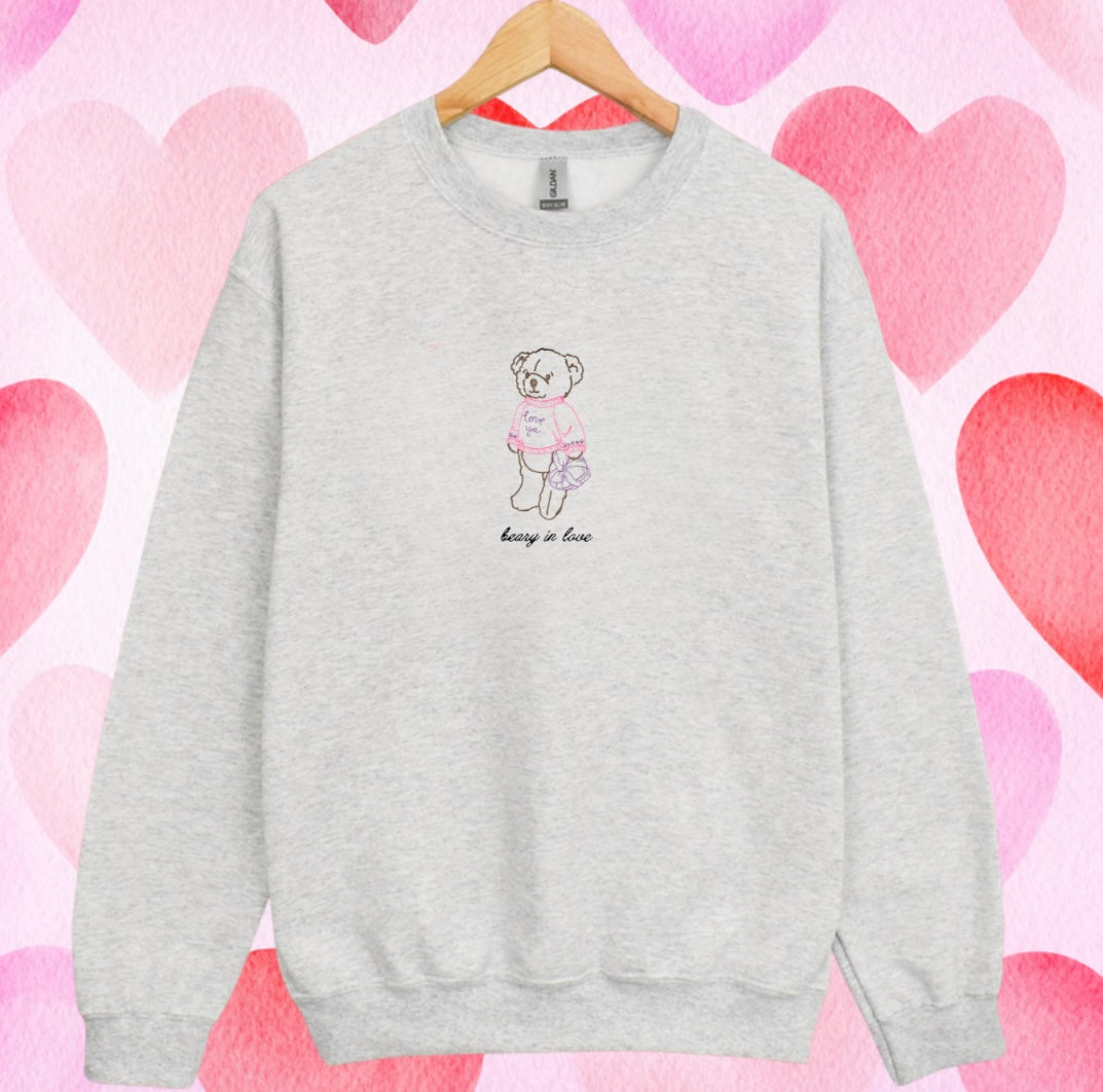 Beary in love embroidered sweatshirt