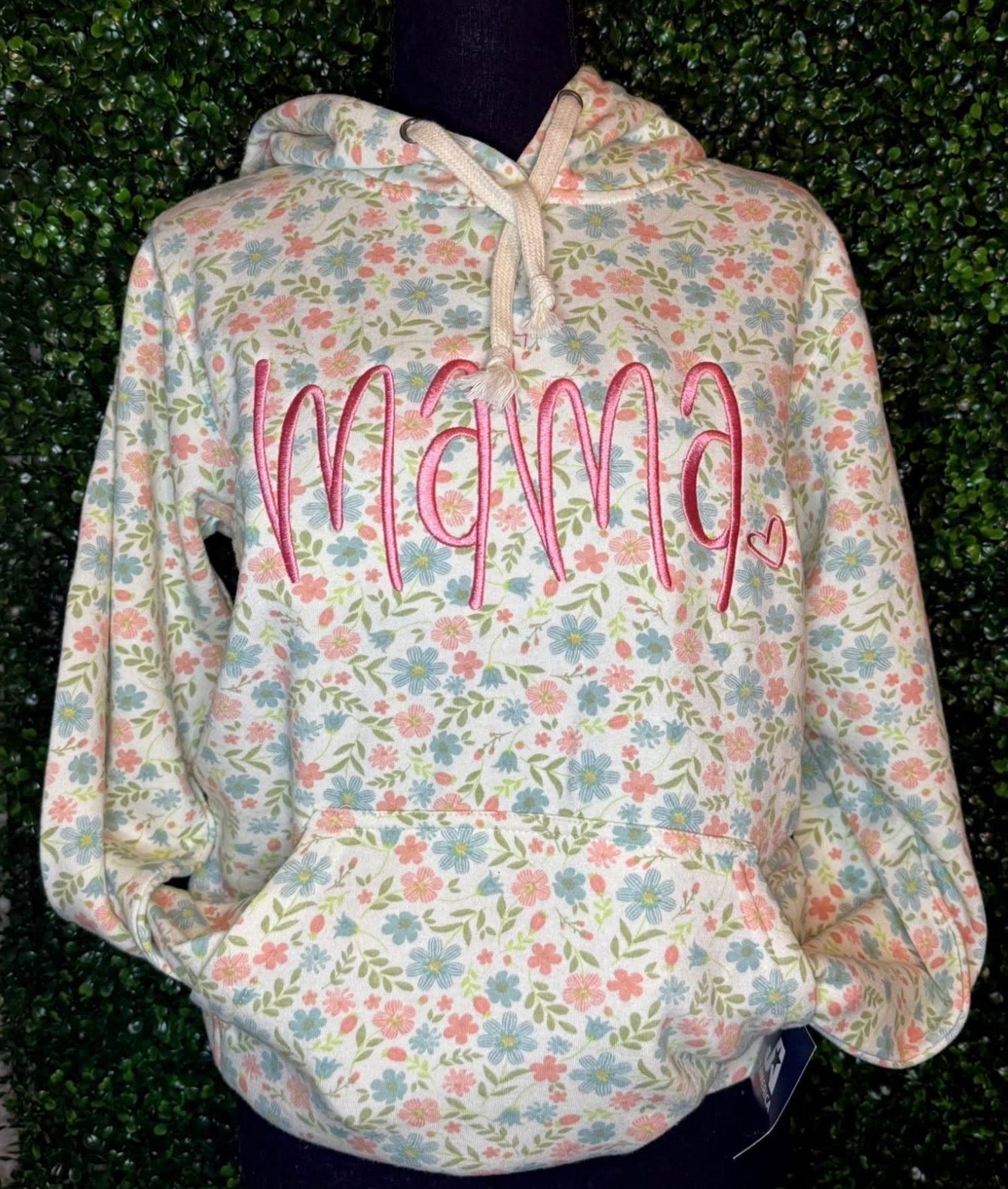 Floral Embroidered Mama Hoodie