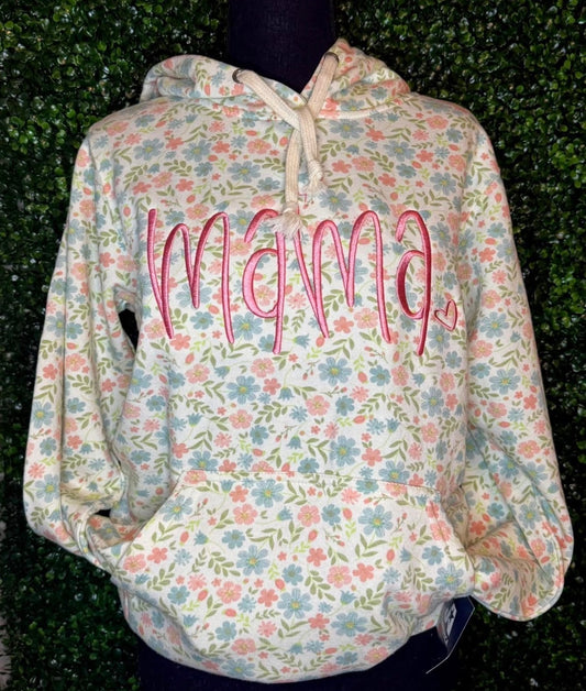 Floral Embroidered Mama Hoodie