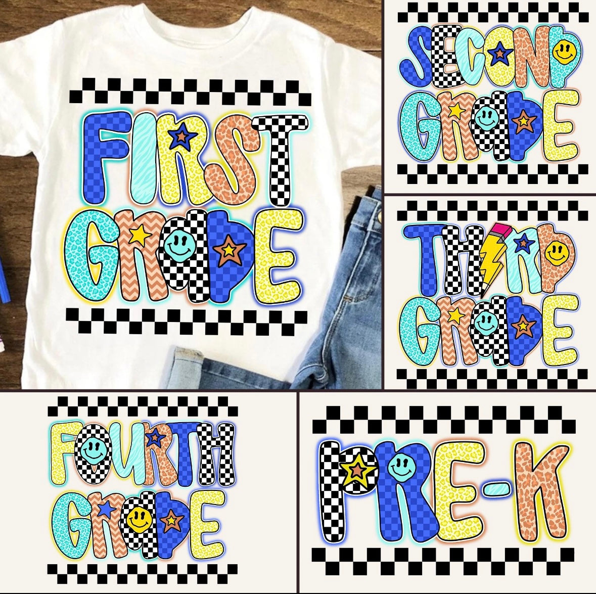 Custom checker Back to school t-shirt