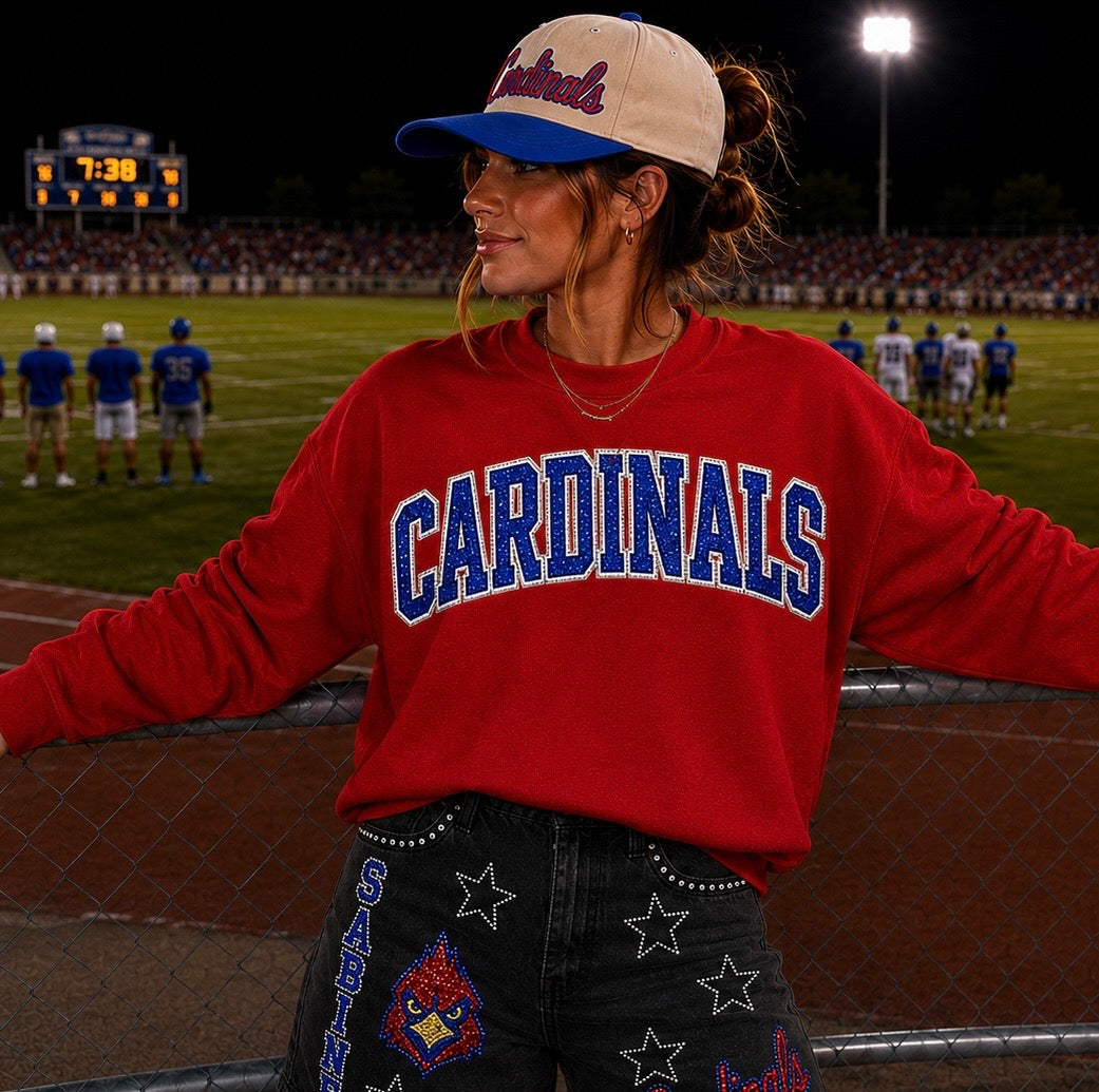 Cardinals Embroidered Appliqué Crewneck