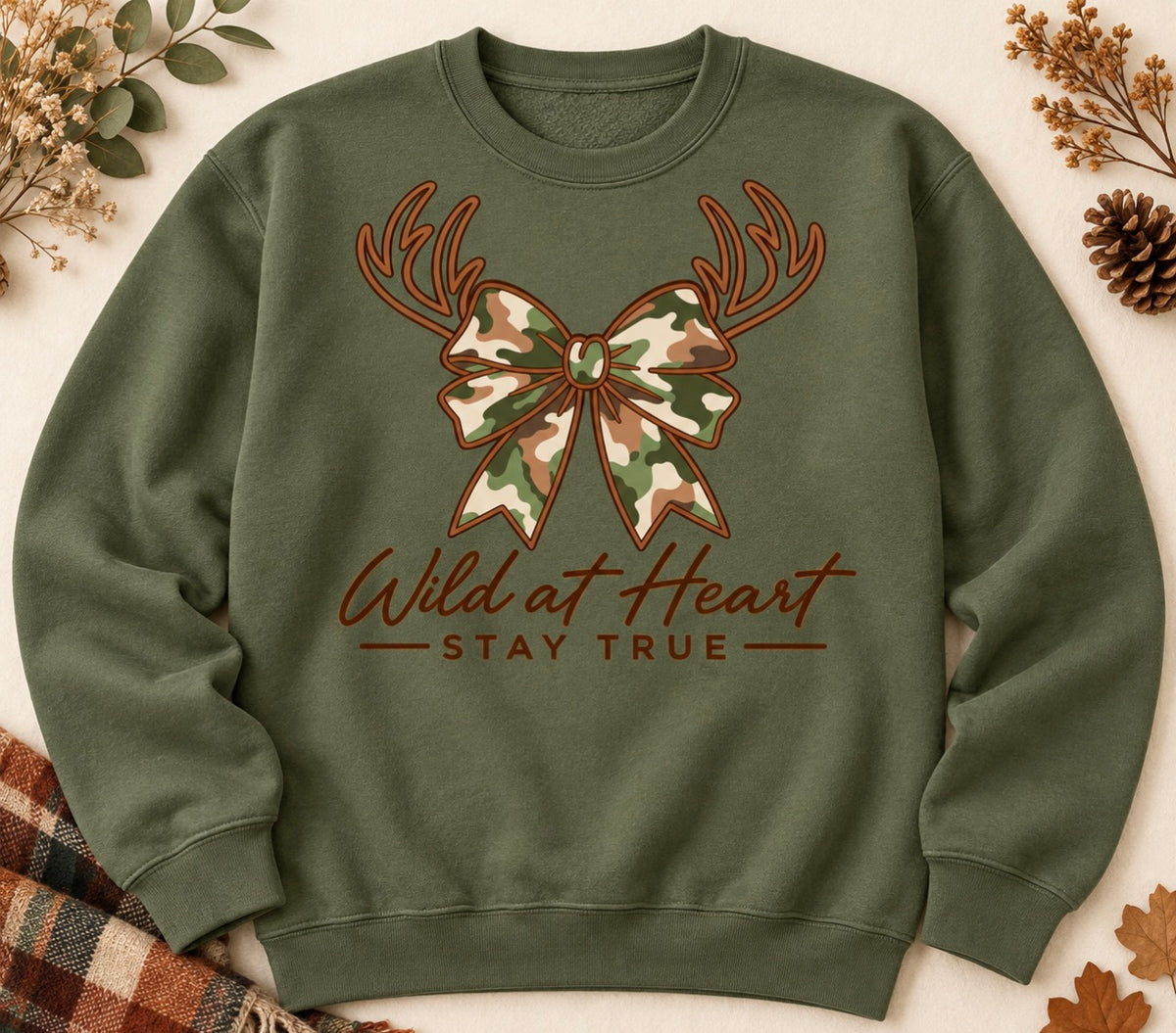 Wild at Heart Camo Bow Crewneck