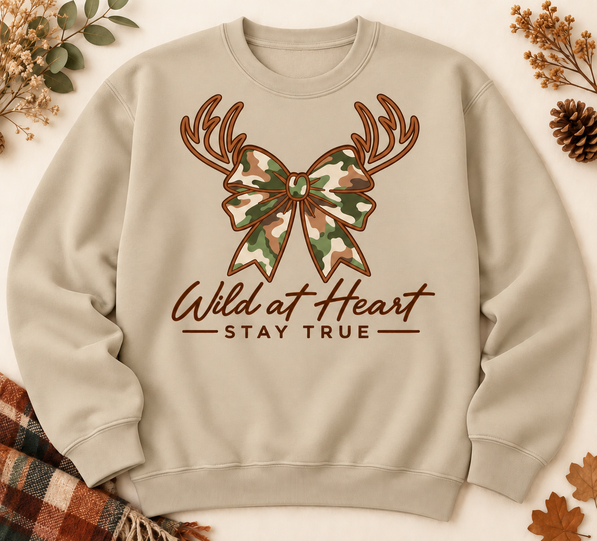 Wild at Heart Camo Bow Crewneck
