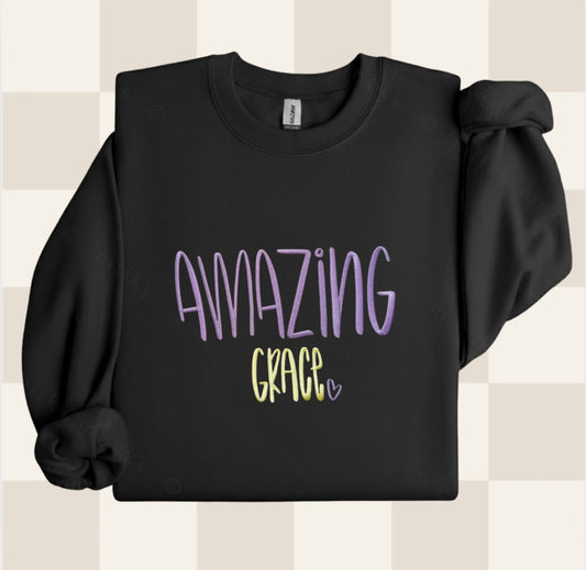 Amazing Grace Embroidered Crewneck
