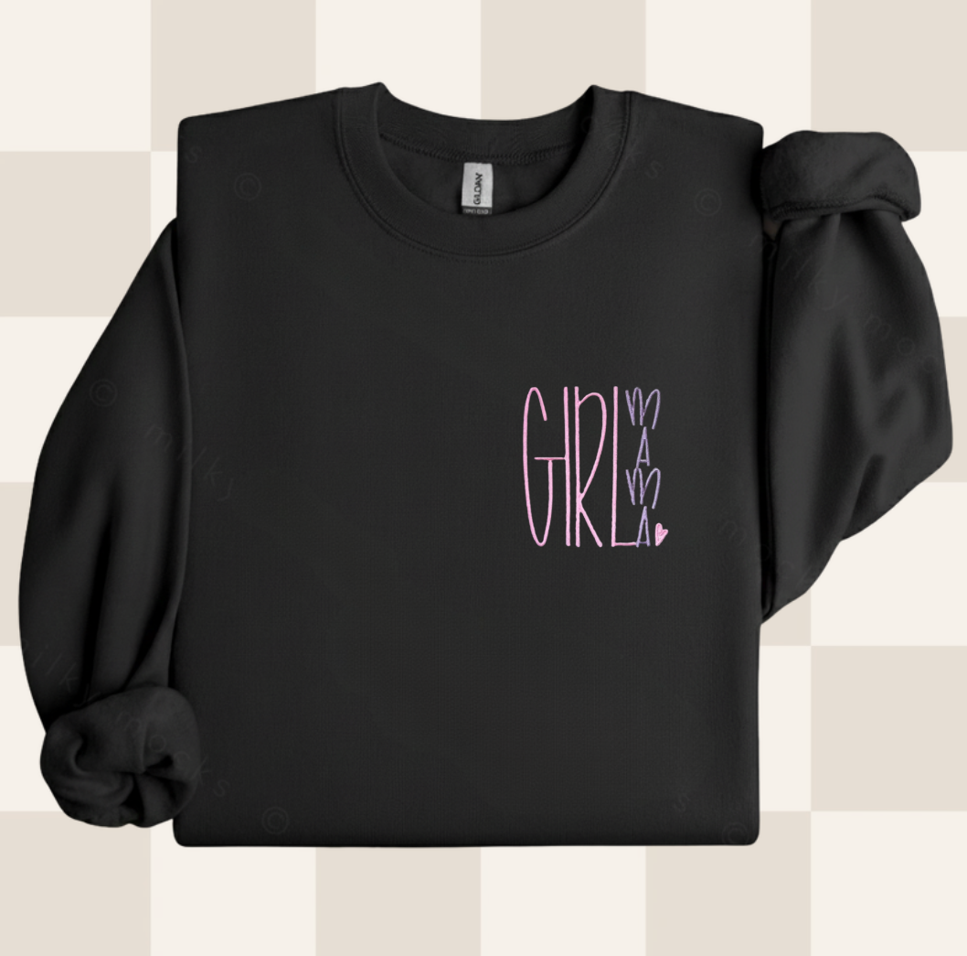 Girl Mama Pocket Size Embroidered Crewneck