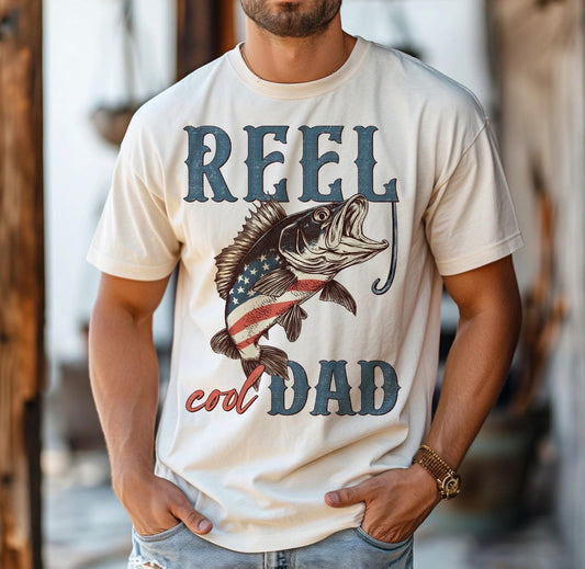 Reel Cool Dad Flag Fish T shirt