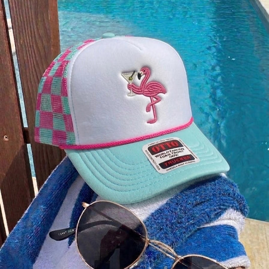 Flamingo Martini Embroidered Foam Hat