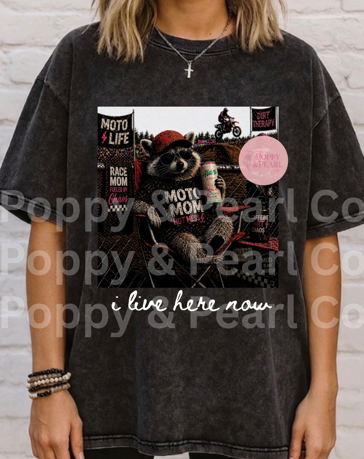 Moto mom live here now tee