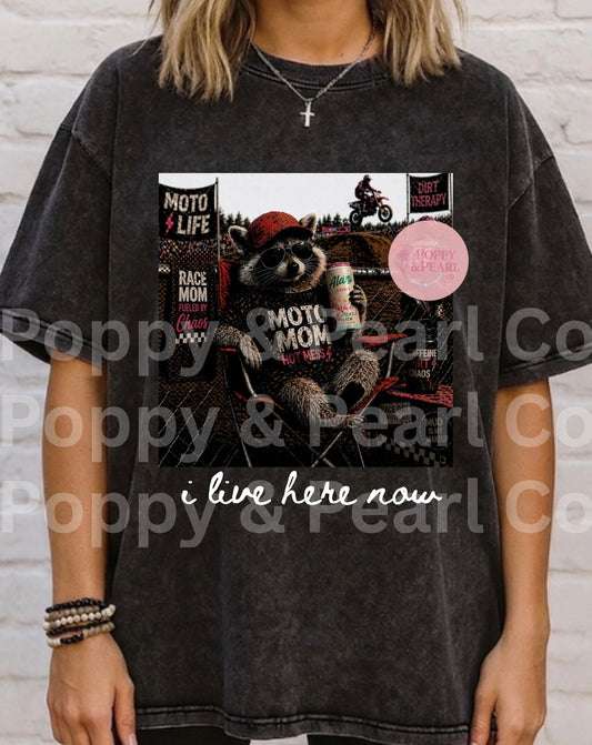 Moto mom live here now tee