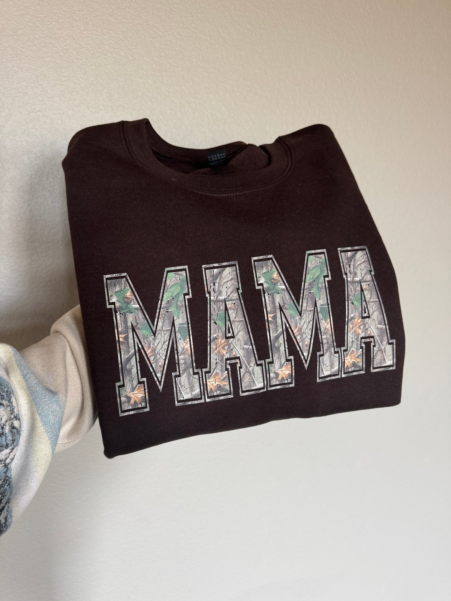 Wood Camo Mama Crewneck Sweatshirt