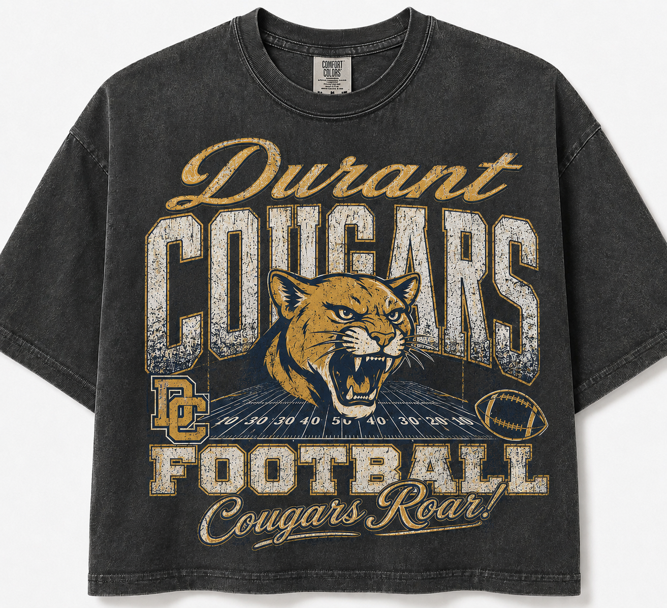 Durant Cougars Vintage Boxy Crop