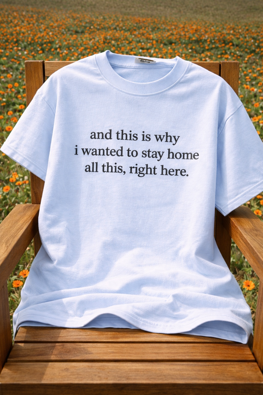 Stay home embroidered tee