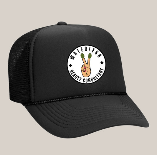 Olive Peace all black trucker hat