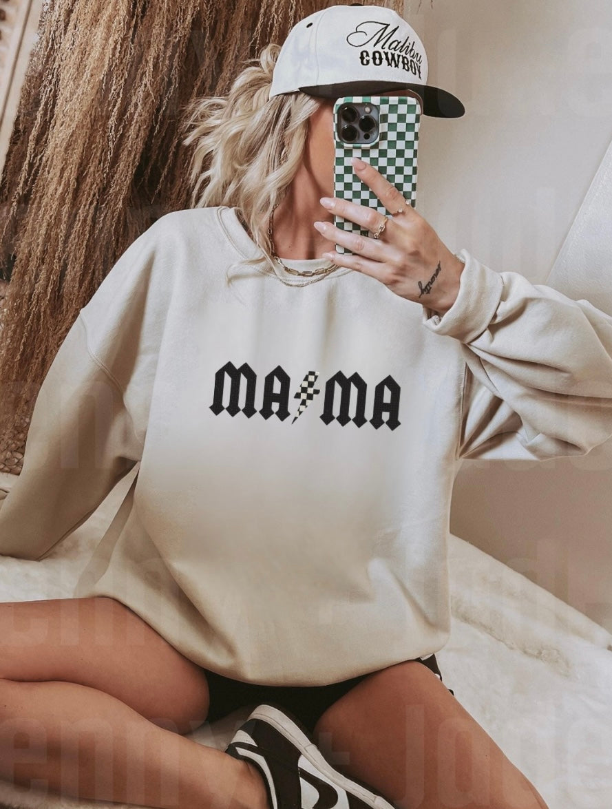 Mama Check Bolt Embroidered Sweatshirt