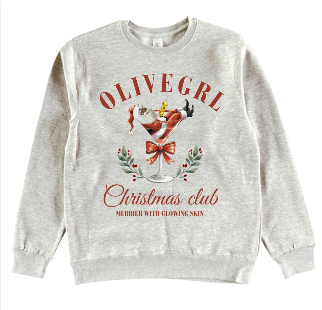 OLIVEGRL Santa-tini Crewneck Sweatshirt (darker complexion Santa)