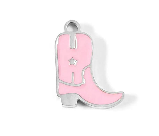 Pink Enamel Cowgirl Boot Charm