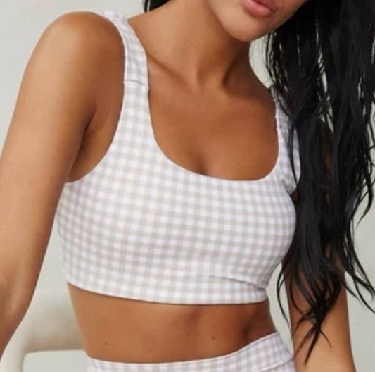 White Gingham Workout Set preorder