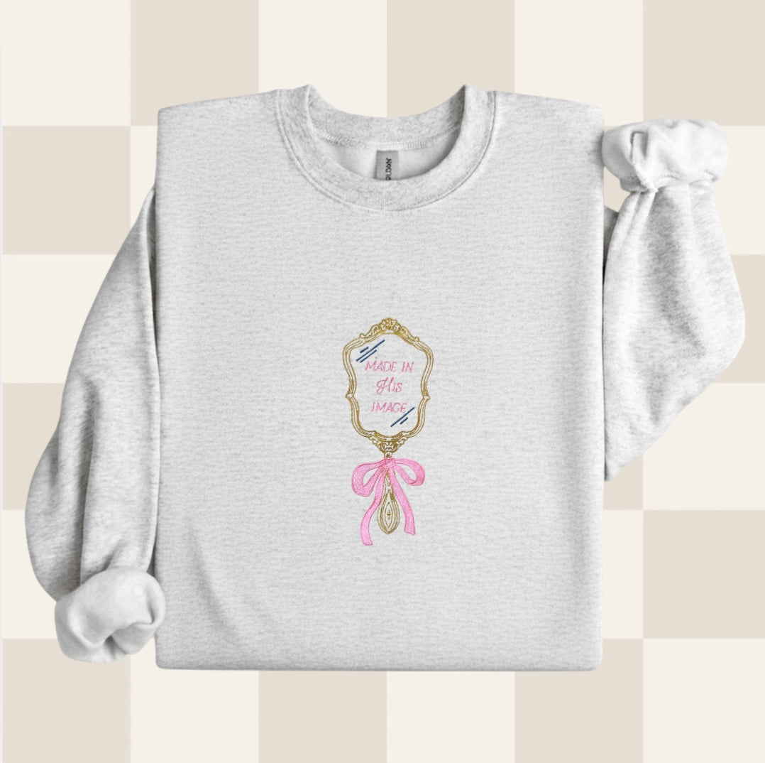 Made in his image embroidered sweatshirt