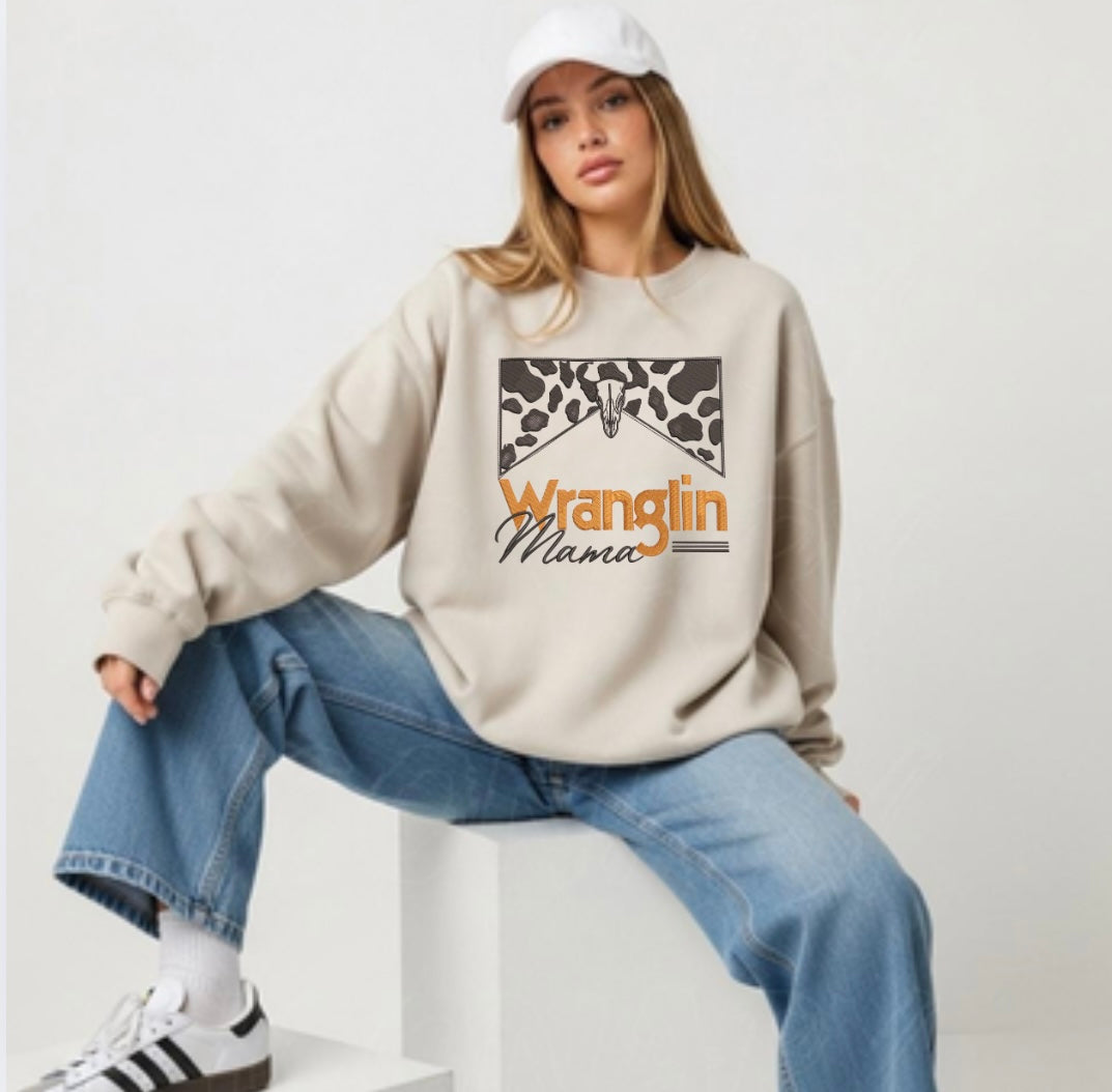 Wranglin’ Mama Embroidered Sweatshirt