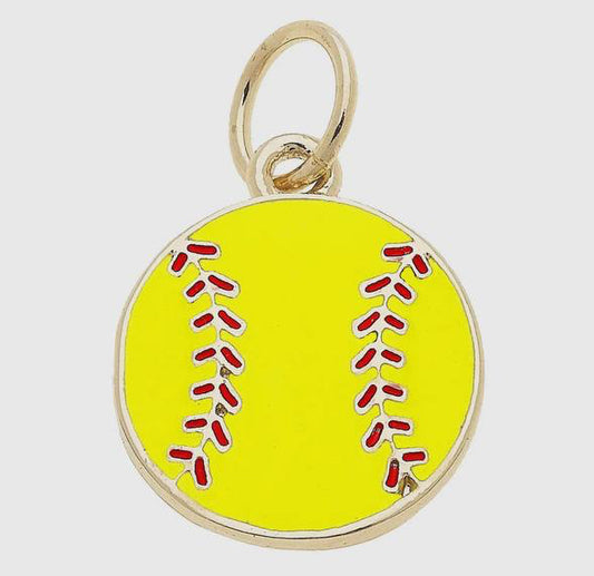 Gold Softball Charm
