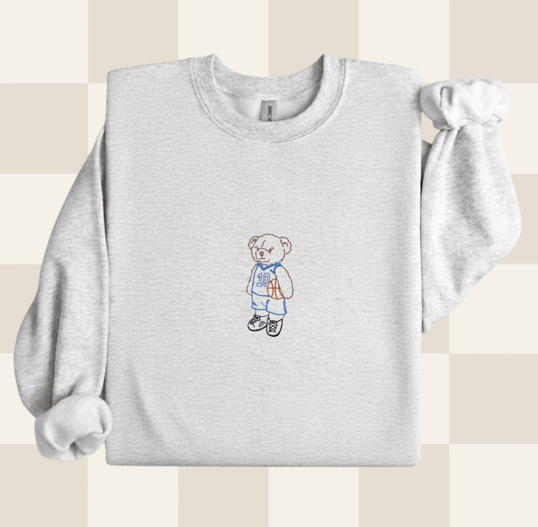 Basketball Bear Embroidered Sweatshirt