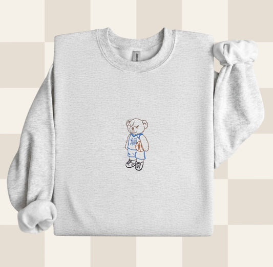 Basketball Bear Embroidered Sweatshirt