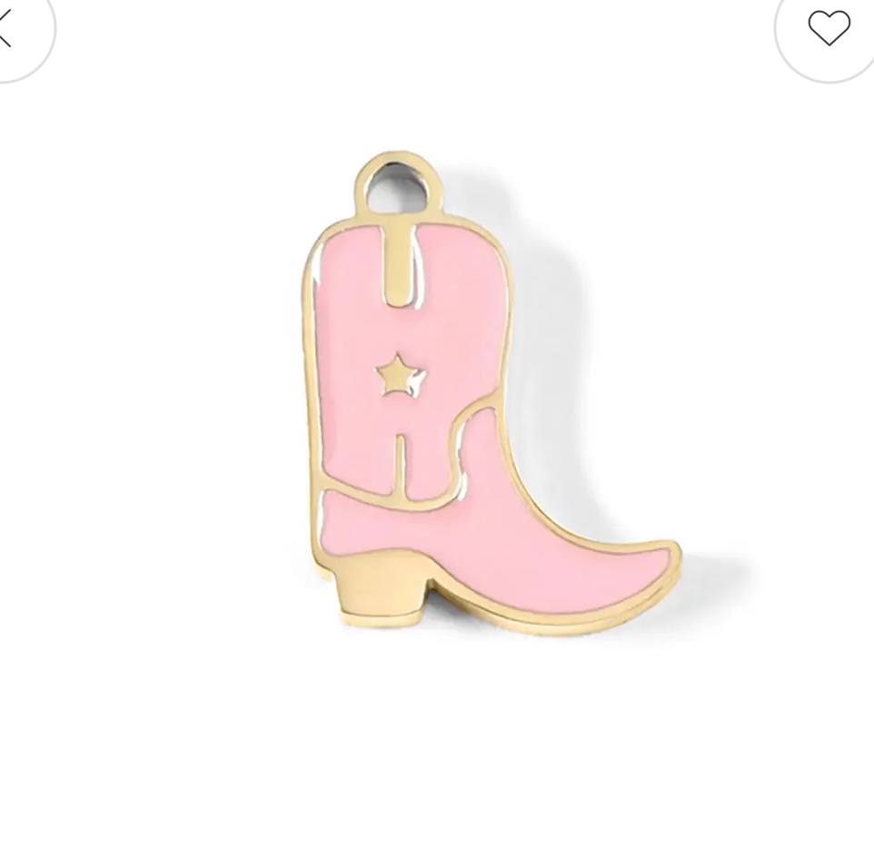 Pink Enamel Cowgirl Boot Charm