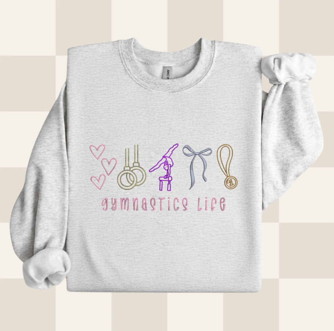 Gymnastics life embroidererd sweatshirt