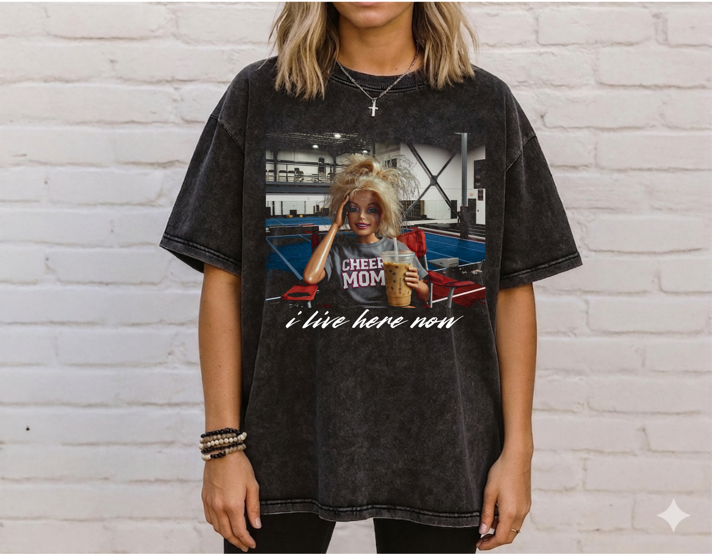 I live here now “doll” cheer gym t shirt