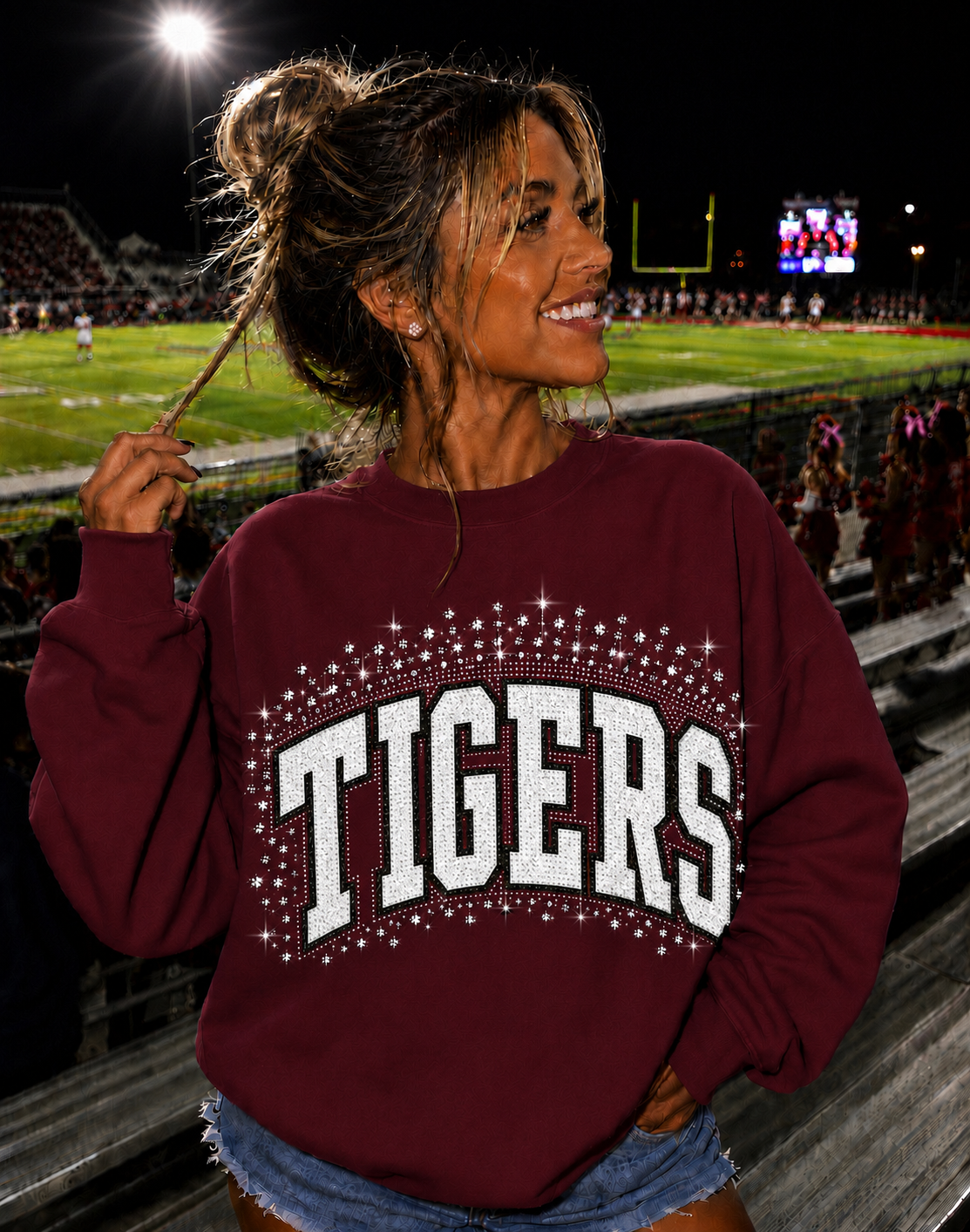 Mascot Tigers Glitter Rhinestone crew