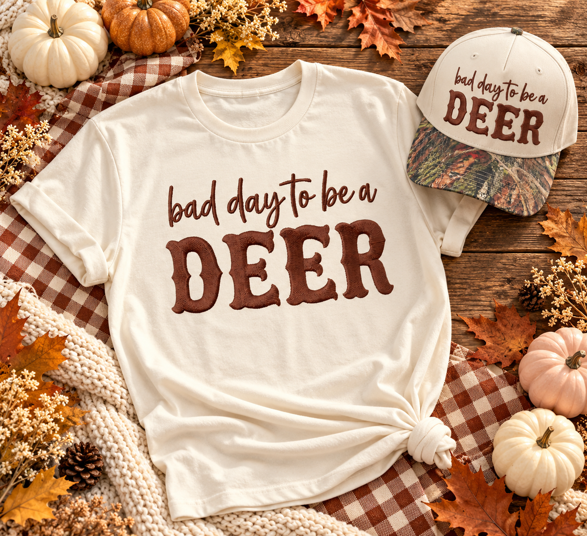 Bad day to be a deer embroidered t shirt