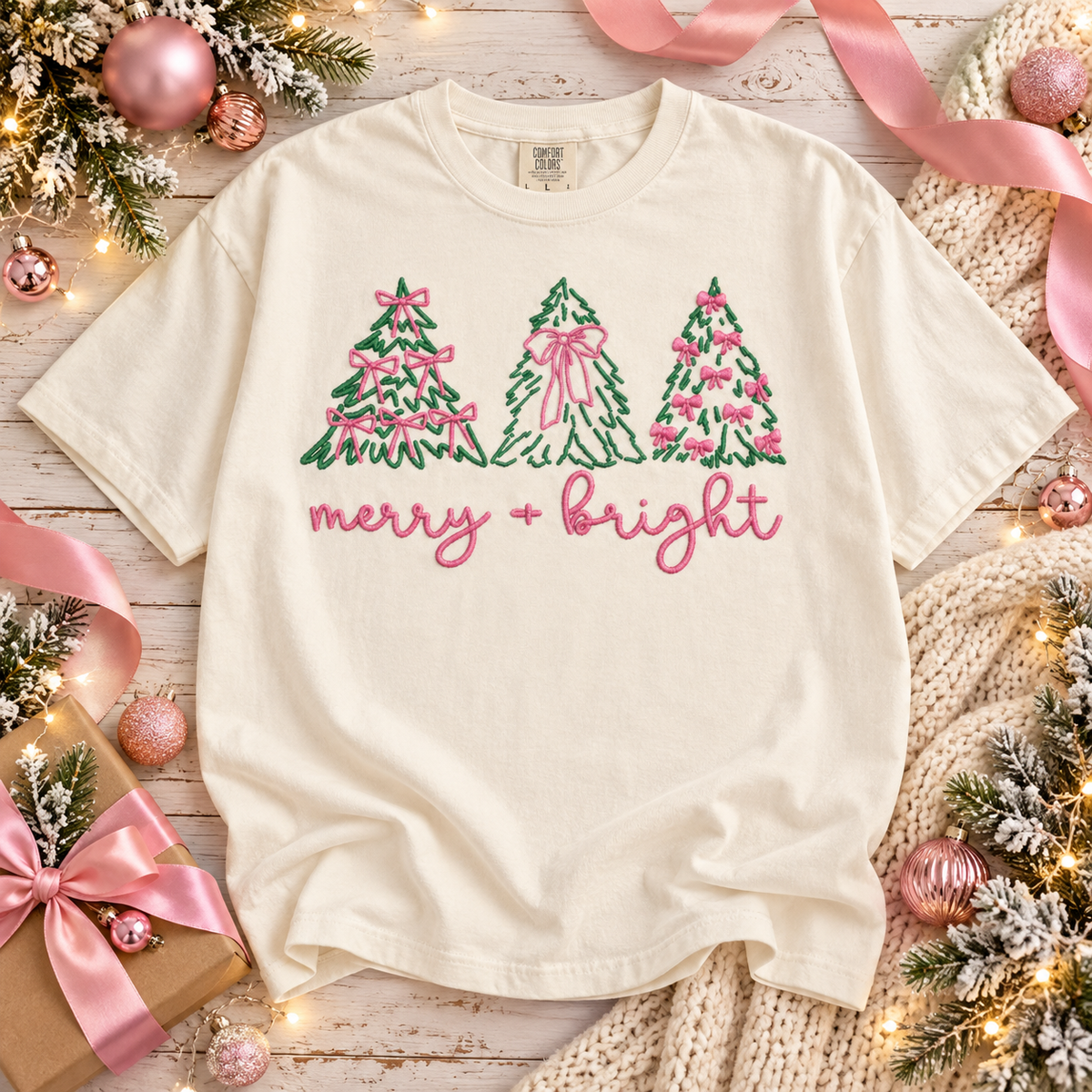 Merry + Bright Pink Bow Christmas Trees