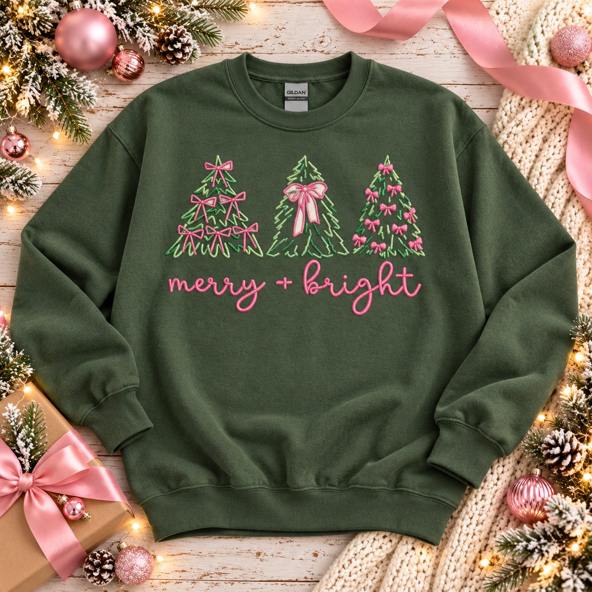 Merry + Bright Pink Bow Christmas Trees
